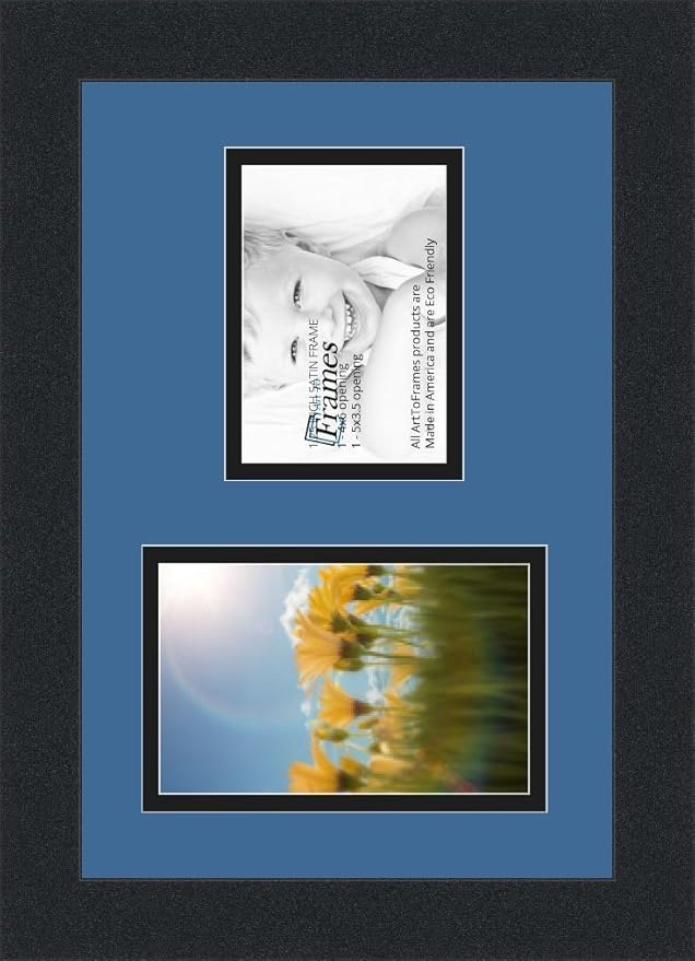 ArtToFrames Collage Photo Frame Double Mat with 1-3.5x5, 4x6 Openings and Satin Black Frame