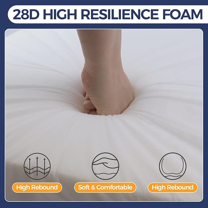 Outdoor Chair Cushion 18 x 18 x 3 Inch, Waterproof & 3-Year Fade Resistant Patio Furniture Cushions, Removable Cover and Adjustable Ties for Garden Sofa Couch (Blue)