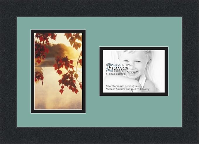 Art to Frames Double-Multimat-110-818/89-FRBW26079 Collage Photo Frame Double Mat with 1 - 3.5x5, 4x6 Openings and Satin Black Frame