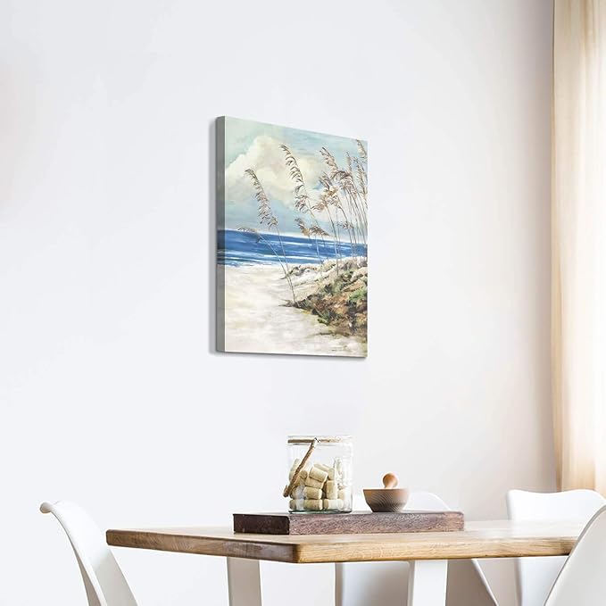 ARTISTIC PATH Abstract Beach Wall Art Picture: Blue Ocean Artwork Seaside Painting Print on Canvas for Office (24" W x 18" H, Multi-Sized)