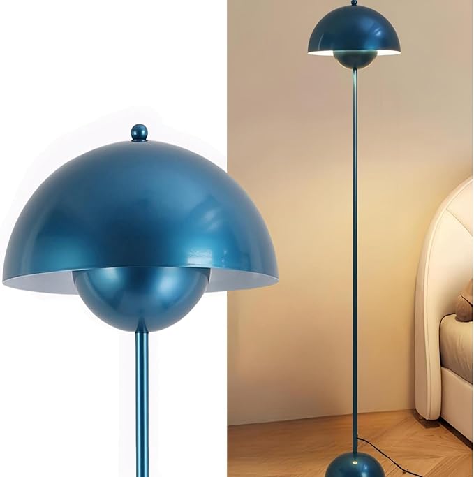 COSYLUX Modern Floor Lamp for Living Room, Industrial Tall Standing Lamp for Bedroom, Metal Shade Reflecting Light Reading Floor Lamp for Office, Nursery Room, Corner(Pearl Gentian Blue)