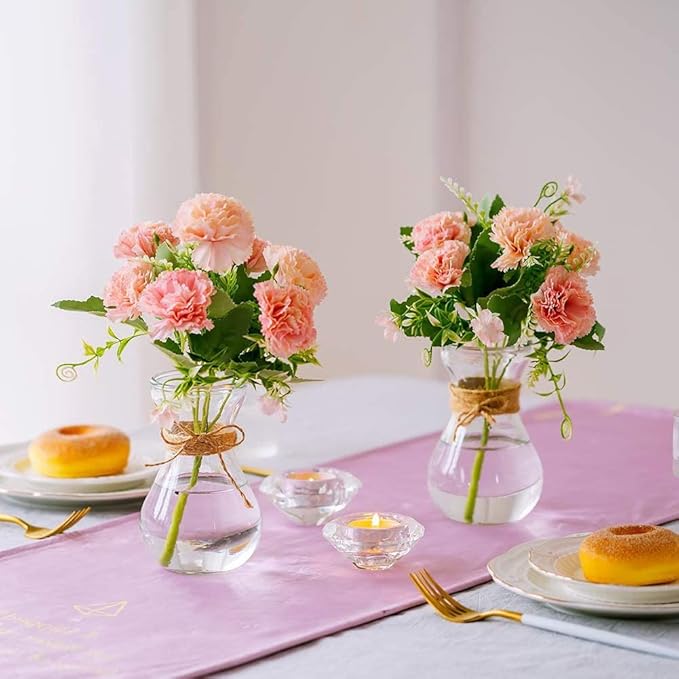 Small Glass Vases for Centerpieces - Hewory 12pcs Clear Mini Hyacinth Avocado Growing Bud Vase Bulk, Cute Tiny Flower Bulb Forcing Plant Containers Set for Wedding Home Living Room Table Decorations