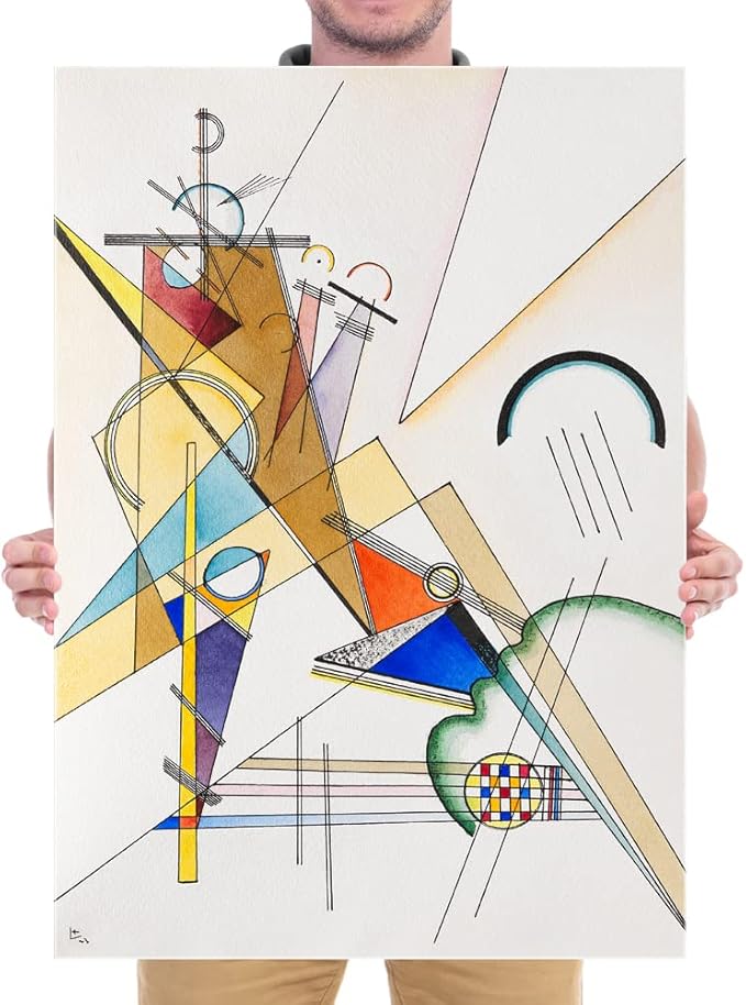 Wieco Art Canvas Prints Gewebe 1923 by Wassily Kandinsky Classic Art Reproductions Abstract Gallery Wrapped Canvas Wall Art for Living Room Home Decor and Wall Decorations