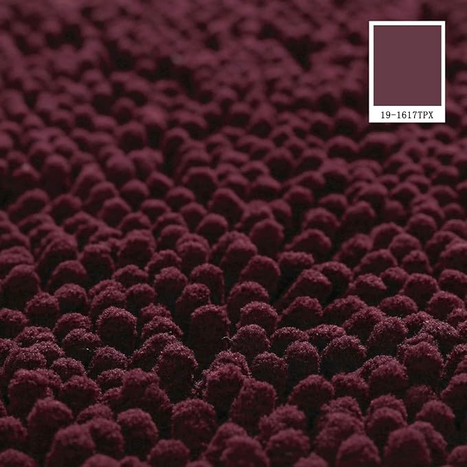 MAYSHINE Round Bath Mat Non-Slip Chenille 3 Feet Shaggy Bathroom Rugs Extra Soft and Absorbent Perfect Plush Carpet for Living Room Bedroom, Machine Wash/Dry-Burgundy