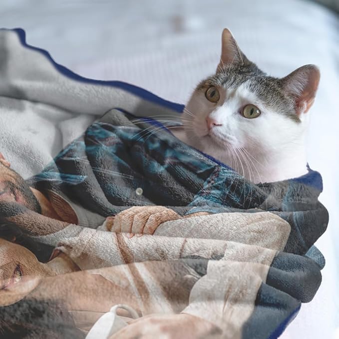 Sherpa Fleece Custom Photo Blanket - Soft, Warm, Fuzzy - Personalized Couples Gifts for Boyfriend, Girlfriend - Customized Picture Blanket for Birthday, Christmas