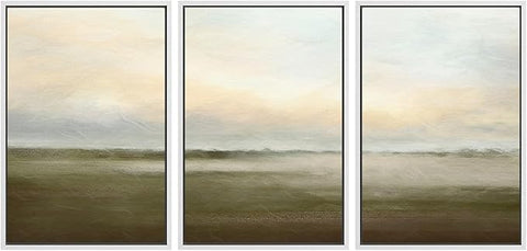 SIGNWIN Framed Canvas Print Wall Art Set Pastel Sunset Country Farmland Landscape Nature Abstract Illustrations Fine Art Decorative Nordic Rustic for Living Room, Bedroom, Office - 16"x24"x3 White