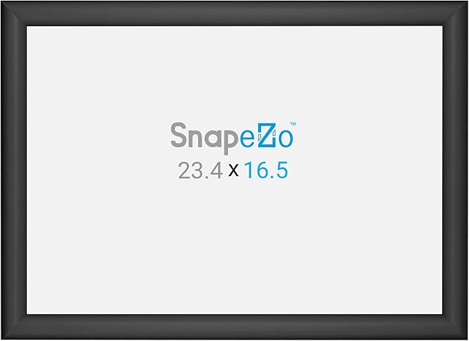 SnapeZo 16.5 x 23.4 inches (A2 Euro Size) Sleek Black Poster Frame, Front-Loading, Wall Mount, Aluminum 1" Profile, Sleek Series