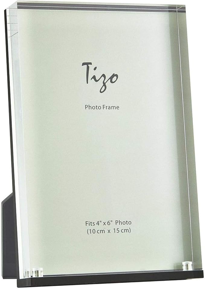 TIZO Design Vertical 4x6 Lucite Picture Frame, Durable 1 Inch Thick Clear Lucite & Magnetic Closures, Elegant & Practical Boutique Quality Photo Frame (Multiple Colors Available)