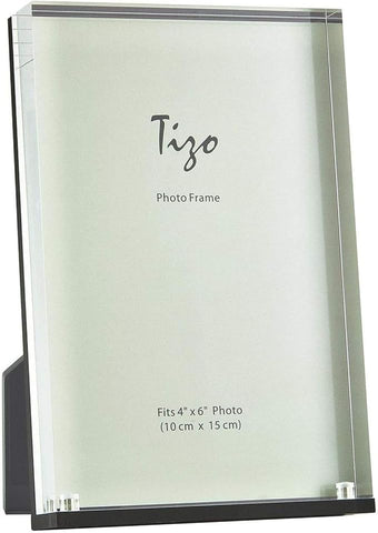 TIZO Design Vertical 4x6 Lucite Picture Frame, Durable 1 Inch Thick Clear Lucite & Magnetic Closures, Elegant & Practical Boutique Quality Photo Frame (Multiple Colors Available)