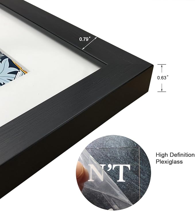 11x14 Picture Frame Set of 9 for Pictures 8x10 with Mat or 11x14 Without Mat, Wall Gallery or Tabletop display Photo Frames in Black