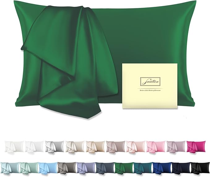 Mulberry Silk Pillow Cases for Hair and Skin King Size Silk Pillowcase with Zipper Soft Breathable Smooth Cooling Satin Silk Pillow Covers for Sleeping (Olive Green,20"X 36",1Pcs)