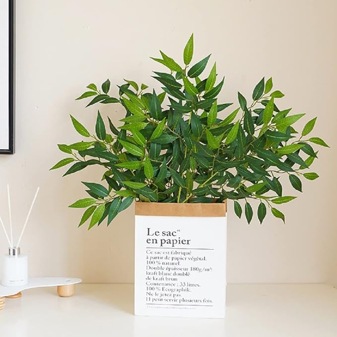 Artificial Italian Ruscus Greenery Stems, 20 Pack Faux Green Leaf Garland Branches Hanging Greenery Spray for Wedding Bouquet Arch Table Centerpiece Home Decor