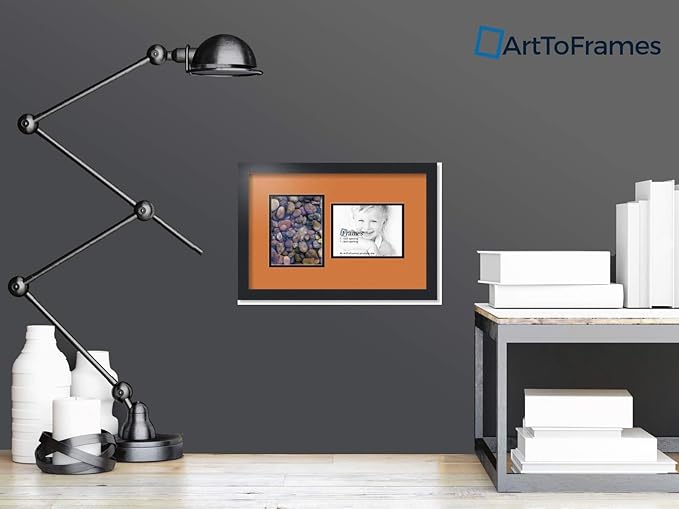 ArtToFrames Collage Photo Frame Double Mat with 2 - 6x8 Openings and Satin Black Frame