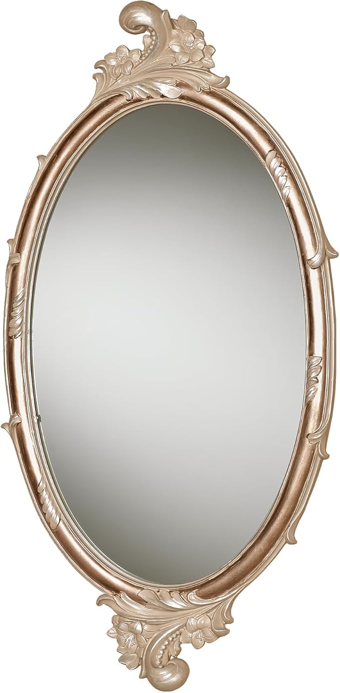 Touch of Class Alynna Oval Vintage Wall Mirror Mocha | Victorian Style Decor for Bedroom, Living Room, Entryway, Office