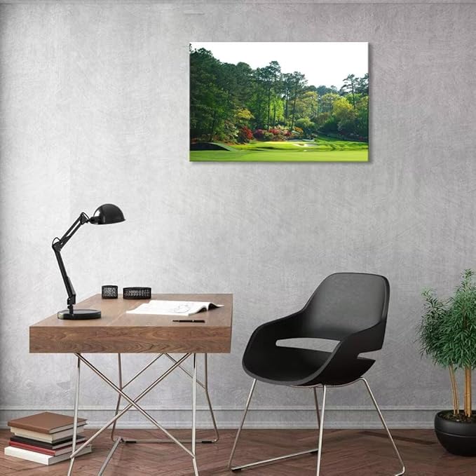 Augusta Golf Course Wall Art Golf Course Picture Poster Canvas Prints - Golf Wall Decor for Living Room Bedroom Home Decorations Framed Artwork Ready to Hang(28''H x 44''W)