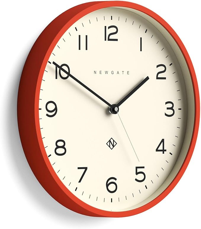 NEWGATE® Number Three Echo Wall Clock | Modern Round Clock | 14.5 inch | Pumpkin Orange | Easy to Read Numbers | Ideal for Kitchen, Living Room or Office