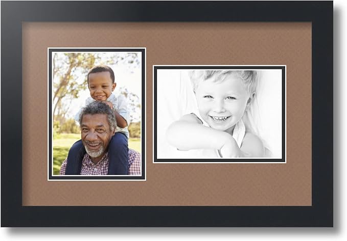 ArtToFrames Collage Photo Frame Double Mat with 2 - 5x7 Openings and Satin Black Frame
