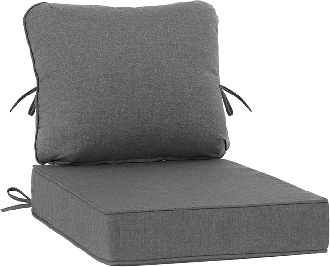 Sundale Outdoor Sunbrella Deep Seat Cushions, Patio Acrylic Sectional Sofa Couches Cushion and Pillow, Water-Resistant Furniture Replacement Cushions, 23 x 26 x 4 inches - Cast Slate