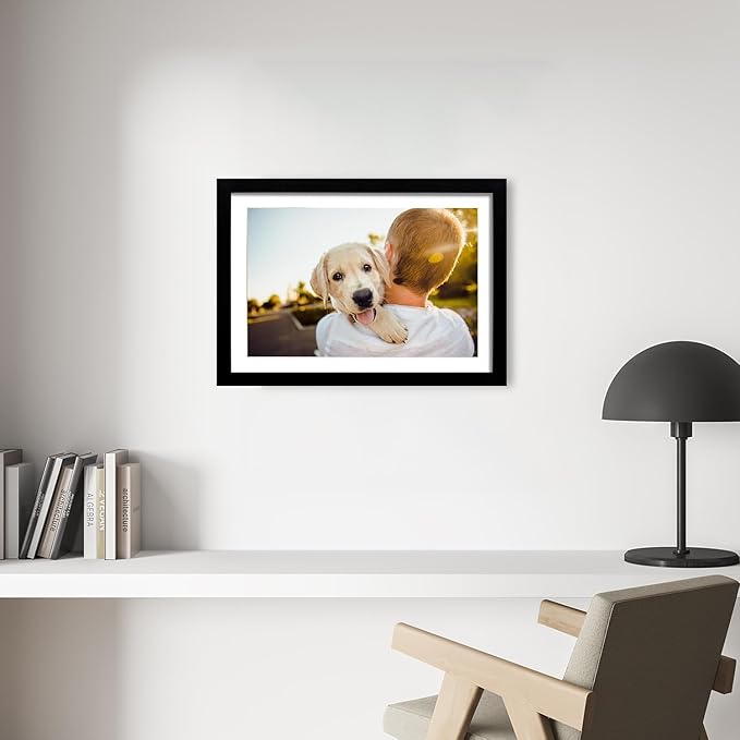 13x19 Picture Frame Set of 5, Black Poster Frame, Display Pictures 11 x 17 with Mat or 13 x 19 Without Mat for Horizontal or Vertical Wall Mounting, Wall Gallery Frame