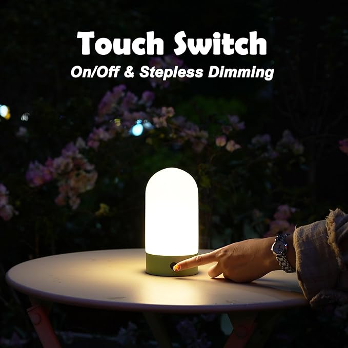 Battery Operated Shower Lamp Waterproof, Small Portable Cordless Table Lamp Rechargeable, Touch Dimmable Mood Light for Home/Patio/Dining/Outdoor (Black)