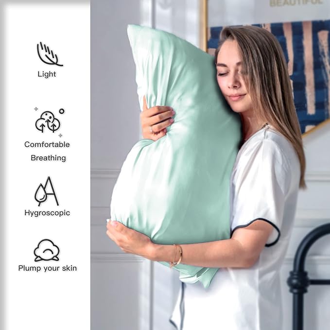 Silk Pillowcase for Hair and Skin,Soft,Breathable and Sliky Silk Pillowcases King Set of 2,Both Sides Natural Mulberry Silk Pillow Cases with Hidden Zipper(King Size 20"X 36",2pcs)
