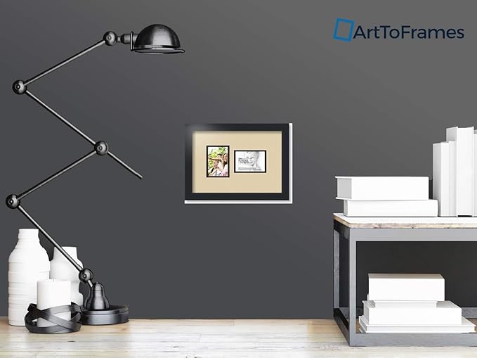 ArtToFrames Collage Photo Frame Double Mat with 2 - 3.5x5 Openings and Satin Black Frame