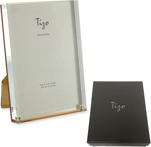 TIZO Design Vertical 4x6 Lucite Picture Frame, Durable 1 Inch Thick Clear Lucite & Magnetic Closures, Elegant & Practical Boutique Quality Photo Frame (Multiple Colors Available) (With Gift Box)