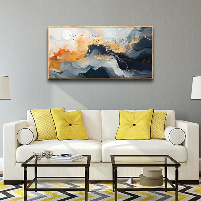 MHARTK66 Boho Wall Decor Living Room Wood Framed Canvas Wall Art For Bedroom Office Wall Decorations Minimalist Abstract Ink Wall Paintings Framed Prints Wall Pictures Artwork Hotel Room Home Decor