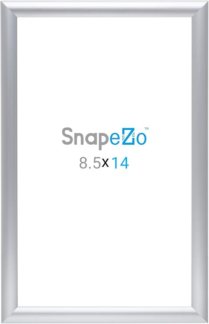 SnapeZo Silver Letter Frame 8.5x14 Inches, 1 Inch Profile, Front Loading Snap Display, Wall Mounted, Professional Series