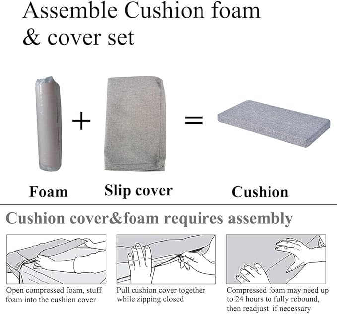 Bay Window Seat Cushions Indoor Furniture with Zipper No Slip Washable Pad Custom Size Kitchen Dining Bench Cushion