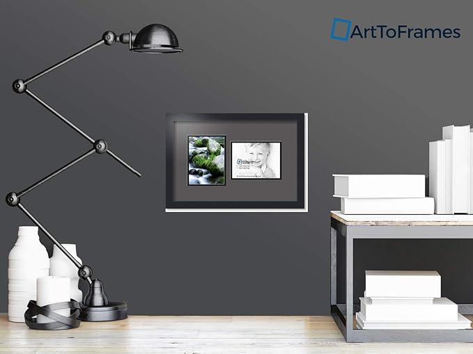 ArtToFrames Collage Photo Frame Double Mat with 2 - 6x8 Openings and Satin Black Frame