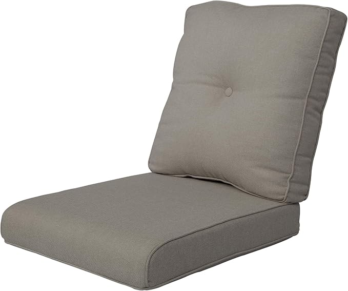 Patio Cushions for Outdoor Furniture - 22×24 Inches High Back and Deep Seating Outdoor Cushion for Patio Chairs Sofa Couch Loveseat Water Resistant(Grey/1 Set/Button)