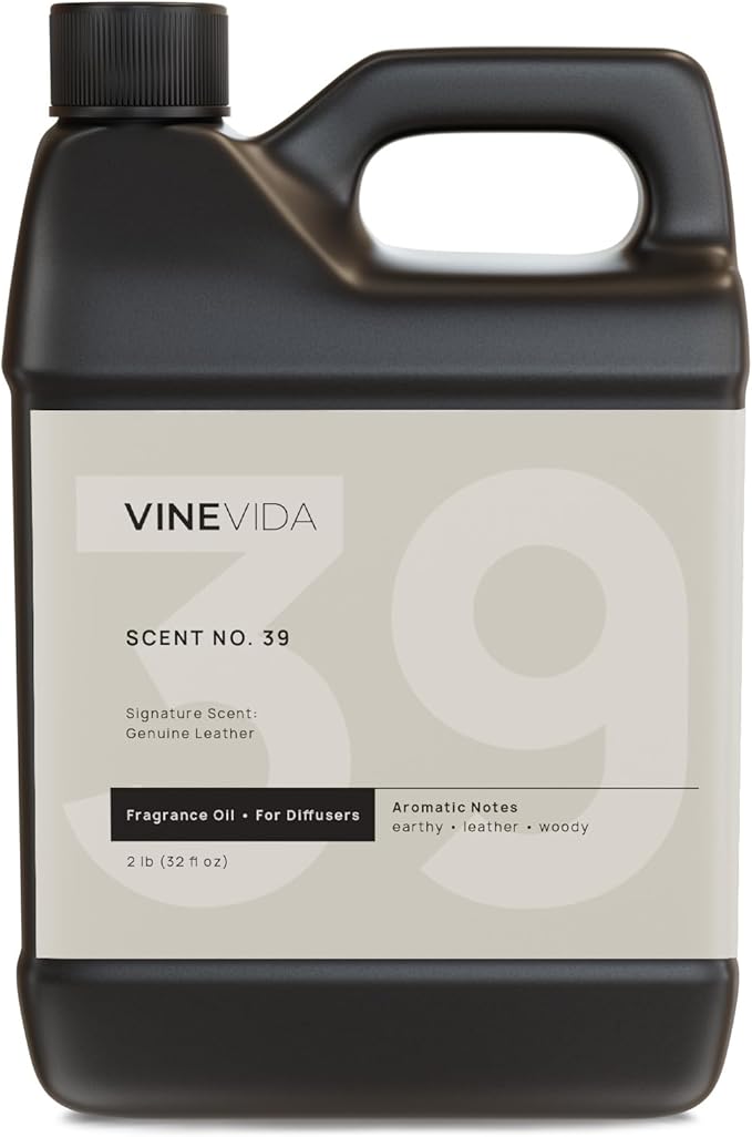 VINEVIDA Genuine Leather Fragrance Oil for Cold Air Diffusers, Essential Oils for Diffuser Oil Refill & Air Freshener Room Spray - 32 Fl Oz