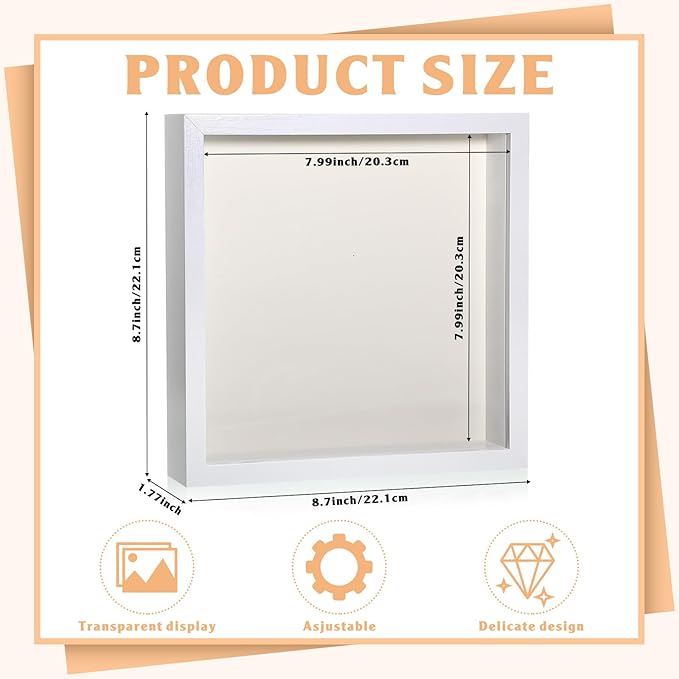 Ripeng 16 Pack Shadow Box Frame Display Case Picture Frame for Wedding Bouquet, Back to School Crafts, Memorial Photos, Ticket, Teacher, Medal, DIY Wall or Tabletop Gift Decor(8 x 8 Inch,White)