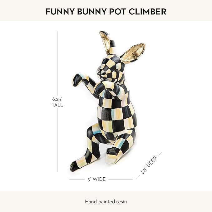 MACKENZIE-CHILDS Pot Climber, Decorative Flowerpot Hanger, Indoor and Outdoor Planter Hanging Decor, Funny Bunny