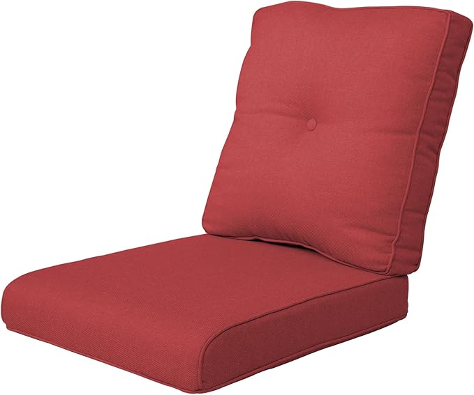 Patio Cushions for Outdoor Furniture - 22×24 Inches High Back and Deep Seating Outdoor Cushion for Patio Chairs Sofa Couch Loveseat Water Resistant(Red/1 Set/Button)