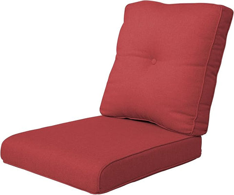 Patio Cushions for Outdoor Furniture - 22×24 Inches High Back and Deep Seating Outdoor Cushion for Patio Chairs Sofa Couch Loveseat Water Resistant(Red/1 Set/Button)