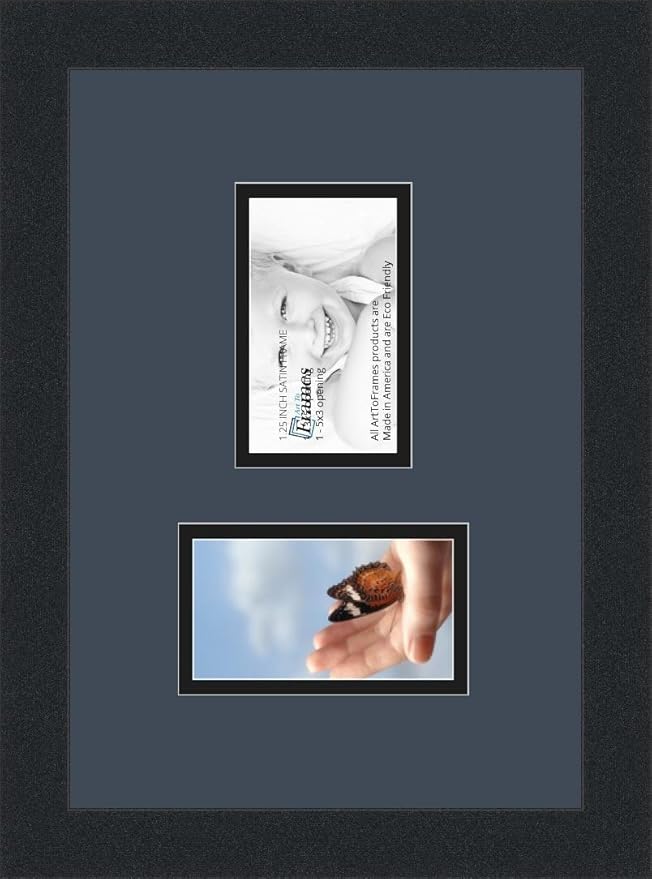 ArtToFrames Collage Photo Frame Double Mat with 2 - 3x5 Openings and Satin Black Frame