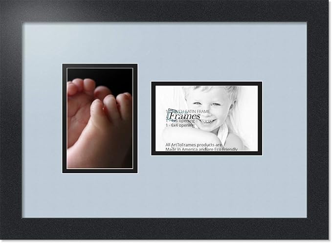 ArtToFrames Double-Multimat-102-860/89-FRBW26079 Collage Photo Frame Double Mat with 2-4x6 Openings and Satin Black Frame