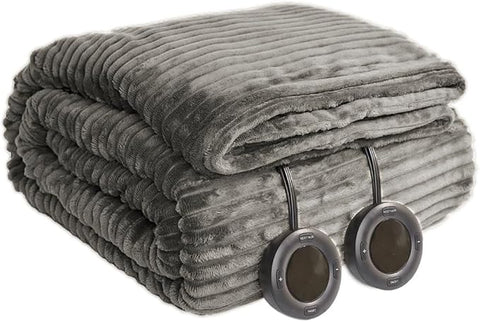 Heated Blanket King Size 100"x90",ETL Certification-6 Heating Levels Electric Blanket&1-10 Hour Auto Off,Heating Blanket with Dual Controller (Grey)