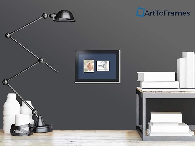 ArtToFrames Collage Photo Frame Double Mat with 2 - 4x5 Openings and Satin Black Frame