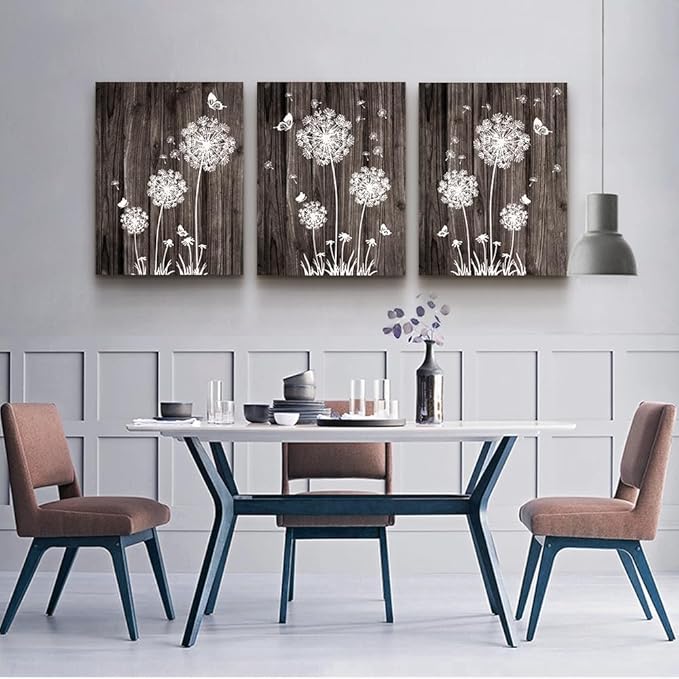 DZRWUBHS Canvas Wall Art For Living Room Large Wall Decor For Bedroom Office Wall Decorations Abstract Wood grain dandelion Wall Paintings Hang Pictures Artwork Kitchen Art Prints Room Home Decor