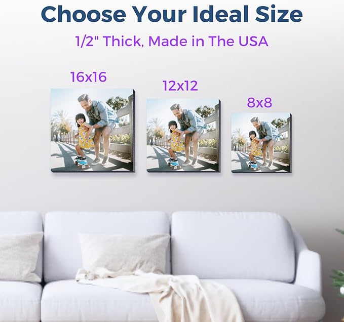 Storyboards Custom Canvas Prints with Your Photos, Peel & Stick No Damage Photo Prints, Custom Picture Canvas, Custom Photo Tiles (4 Boards, 16” x 16”)