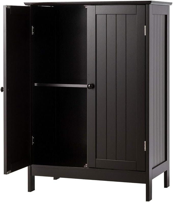 GLACER Bathroom Floor Cabinet, Wooden Storage Cabinet with Double Doors, Suitable for Bathroom, Living Room, Entryway, 23.5 x 14 x 34 inches (Brown)