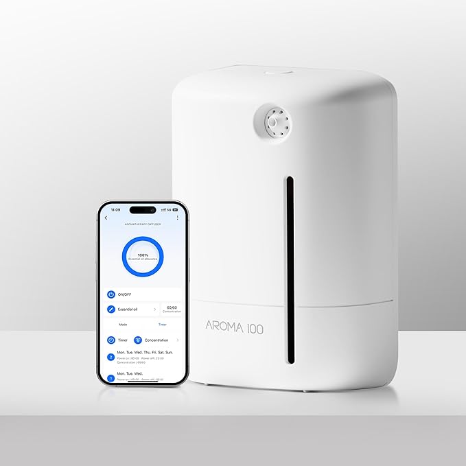 Waterless Diffuser for Essential Oil 2000sq.ft Coverage Nebulizer Nano Smart Air Freshener Diffusers Scent Aromatherapy Diffuser for Home Room Office - Without Oil