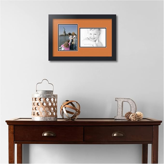 ArtToFrames Double-Multimat-106-712/89-FRBW26079 Collage Photo Frame Double Mat with 2 - 5x7 Openings and Satin Black Frame