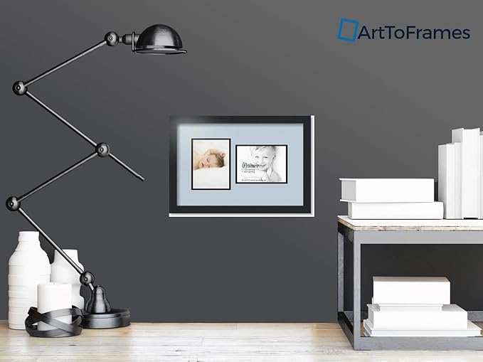 ArtToFrames Collage Photo Frame Double Mat with 2 - 6x8 Openings and Satin Black Frame