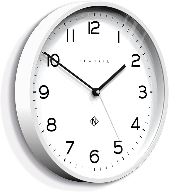 NEWGATE® Number Three Echo Wall Clock | Modern Round Clock | 14.5 inch | White | Easy to Read Numbers | Ideal for Kitchen, Living Room or Office