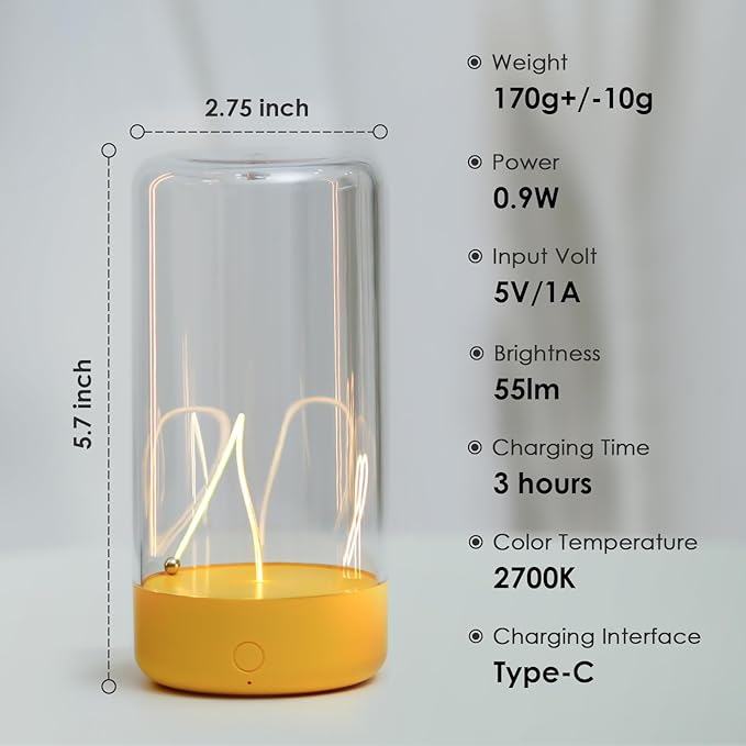 Mini Minimalist Table Lamp Cordless LED Desk Lamp Rechargeable Modern Night Lights Portable Nightstand Lamps Unique Ambient Light Mood Lighting for Bedroom, Beside, Nursery