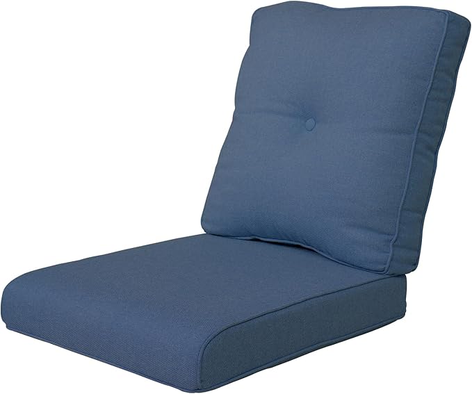 Patio Cushions for Outdoor Furniture - 22×24 Inch High Back and Deep Seating Outdoor Cushion for Patio Chairs Sofa Couch Loveseat Water Resistant(Blue/1 Set/Button)